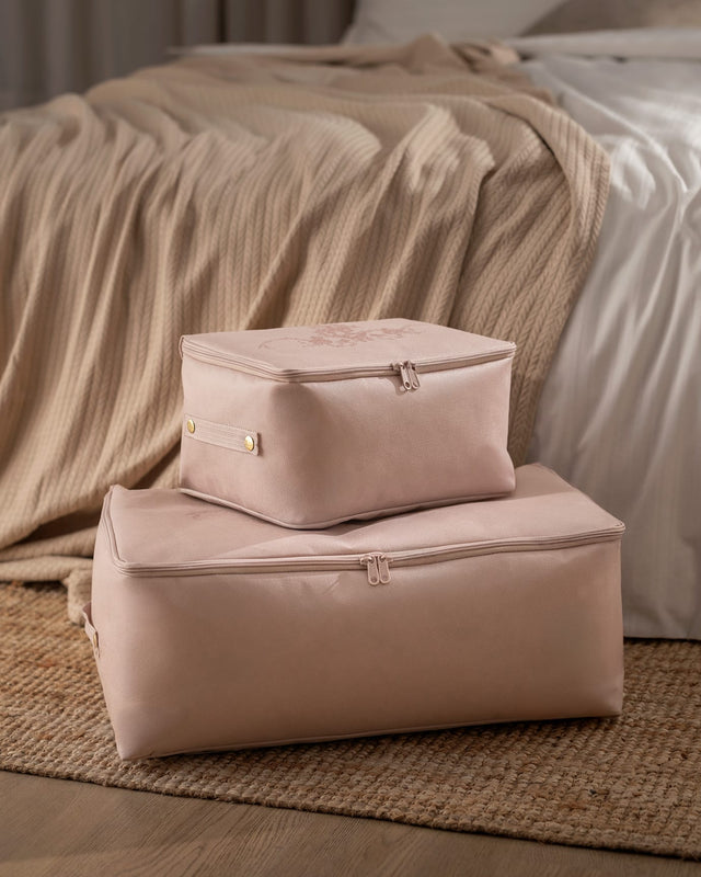 Printed Floral Polypropylene Storage Boxes - Set of 2