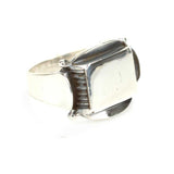 Premium 925 Sterling Silver Rectangular Bezel Men's Ring