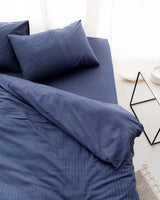 King Size 100% Cotton Striped Duvet Cover Bedding Set
