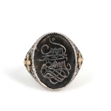 925 Sterling Silver Oval Black Enamel 'My Dear Father' Engraved Men's Ring