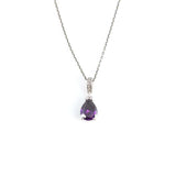 Premium Sterling Silver Amethyst Drop Necklace