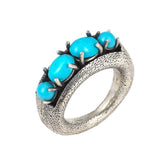 Sterling Silver Turquoise Men's Ring - Four Stone Design