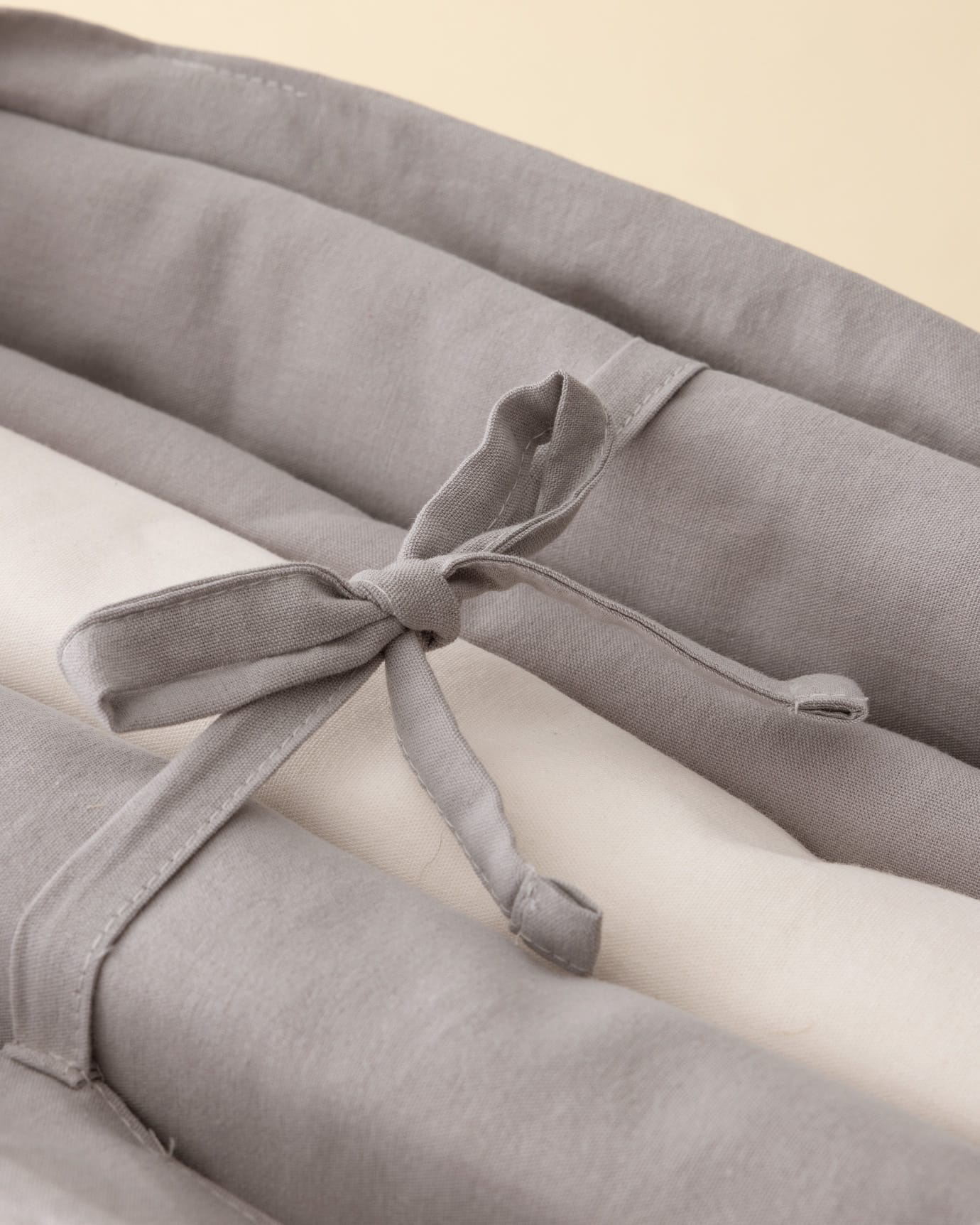 Washed Cotton Tie Closure King Size Duvet Cover Set - Grey & Blush