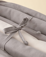 Washed Cotton Tie Closure King Size Duvet Cover Set - Grey & Blush