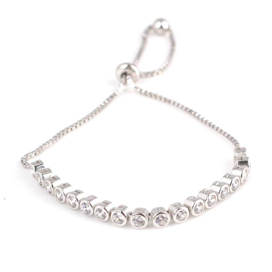 Sterling Silver Zirconia Tennis Bracelet - Adjustable Slider