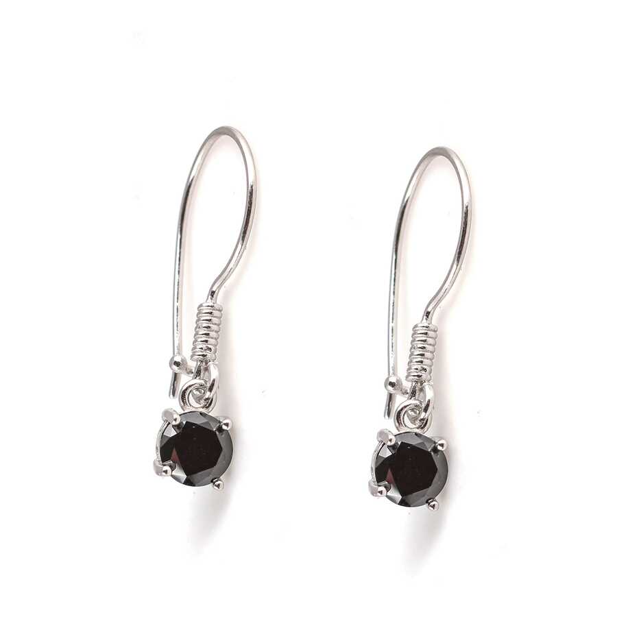 Premium 925 Sterling Silver Round Onyx Earrings