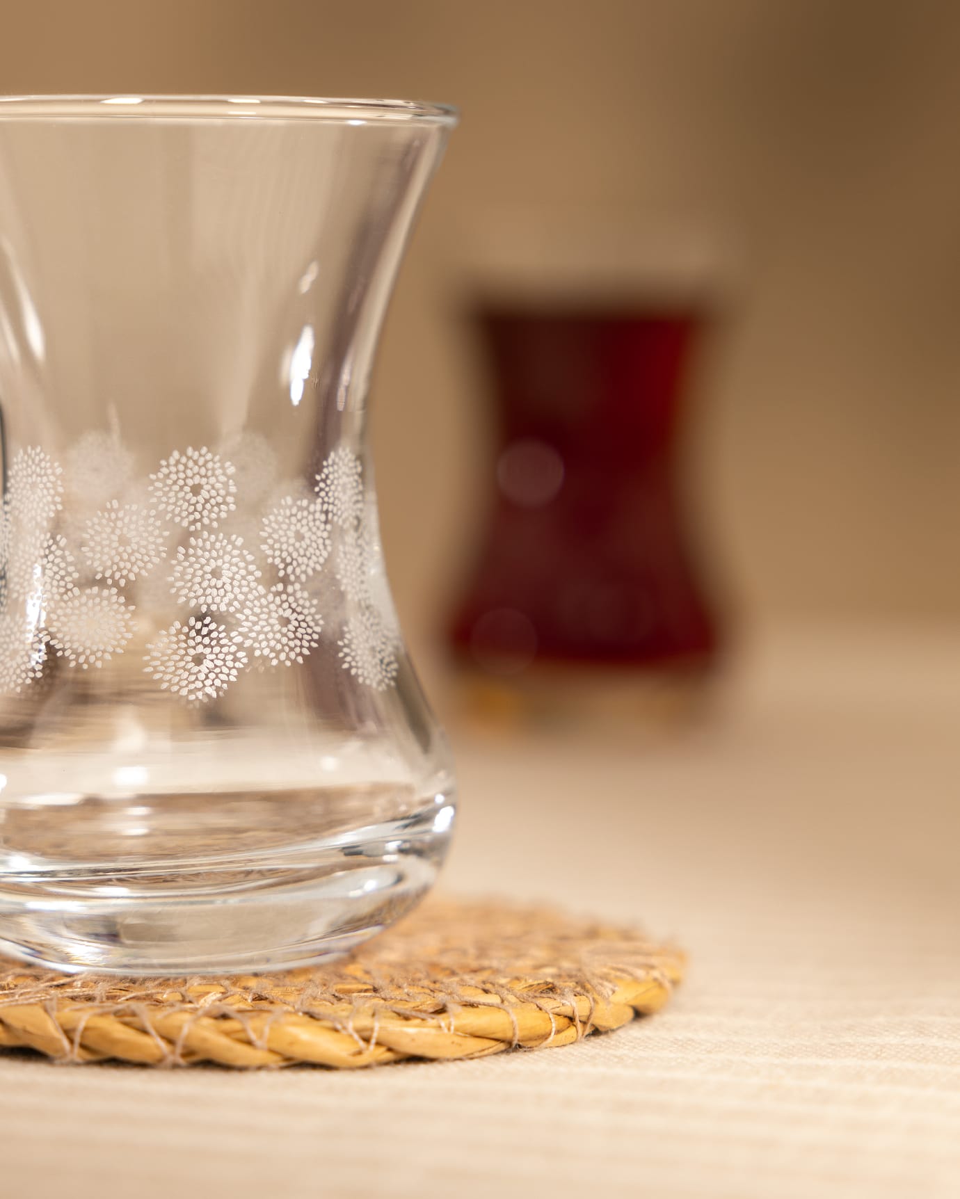 Clear Glass Tea Set - White Flowers Floral Design