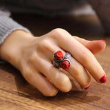 Premium 925 Sterling Silver Rose Coral Constantinople Design Ring