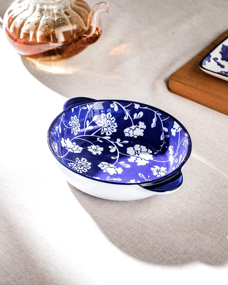 New Bone China Handled Plate - Rêve Bleu Collection