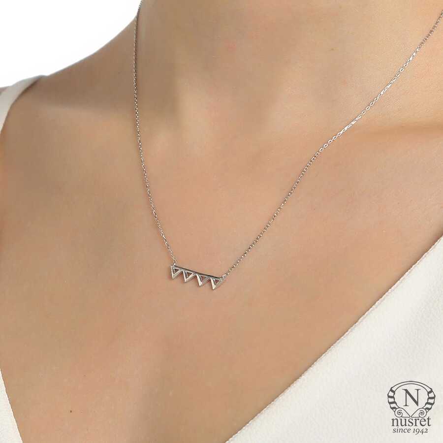 Sterling Silver Minimalist Tiny Triangles Pendant Necklace