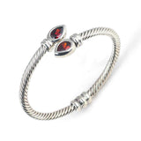 Premium 925 Sterling Silver Teardrop Garnet Twisted Men's Bracelet