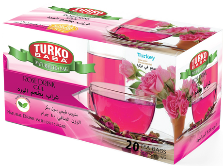 TURKOBABA Professional Aromatic Rose Herbal Tea Bags - 20 Count