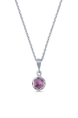 925 Sterling Silver Amethyst Floral Pendant Necklace - Delicate Design