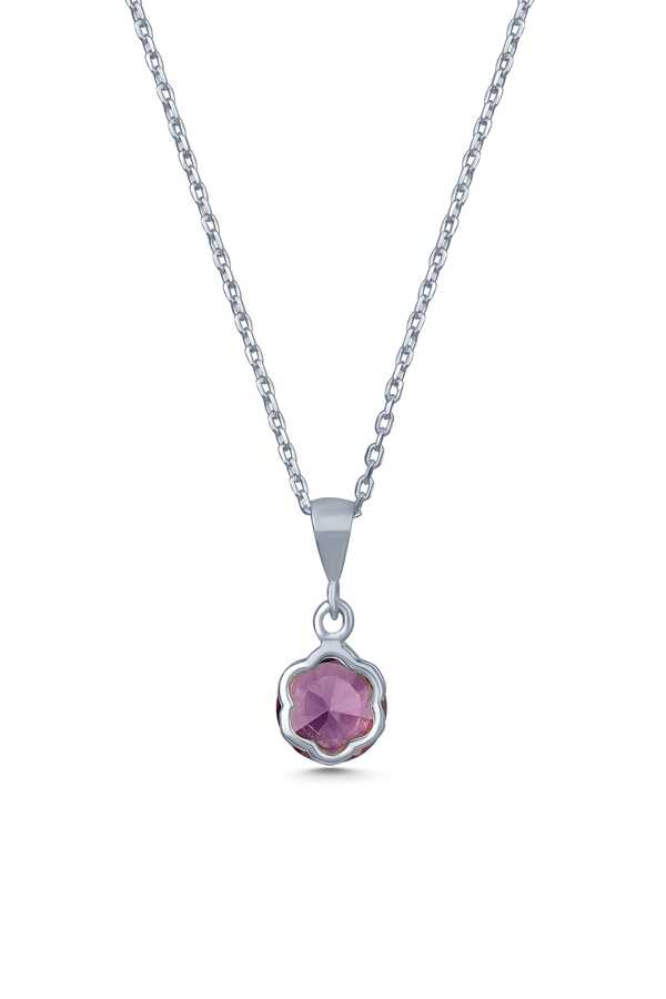 925 Sterling Silver Amethyst Floral Pendant Necklace - Delicate Design