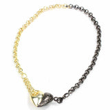 Premium 925 Sterling Silver Dual Tone Double Chain Heart Necklace