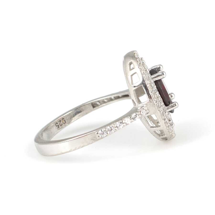 Premium 925 Sterling Silver Oval Garnet Ring