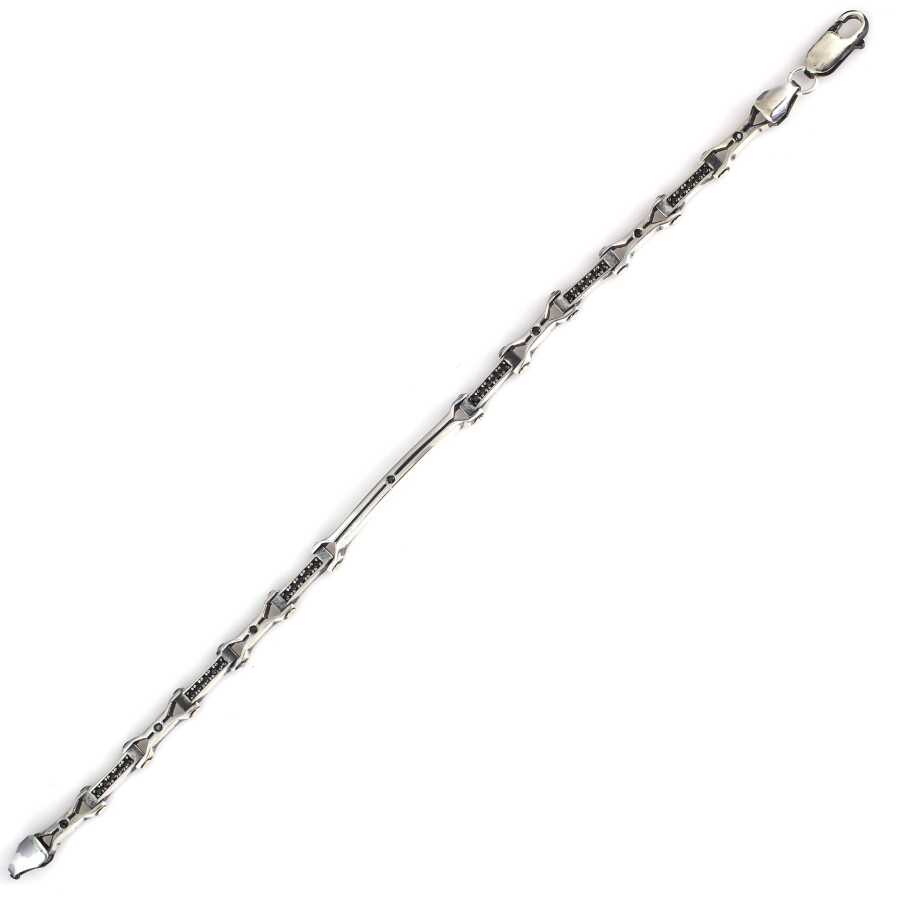 Premium 925 Sterling Silver Black Stone Cast Bracelet
