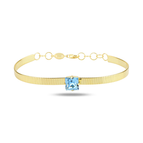 Elegant Sterling Silver Solitaire Bracelet - Modern Square Cut