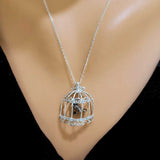 Sterling Silver Bird in Cage Necklace - Whimsical & Timeless Design