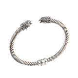 Pánský náramek s hlavou sokola z prémiového stříbra 925 Sterling, kroucený design