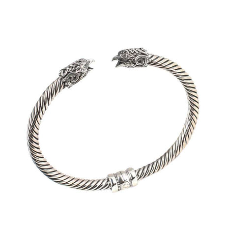 Premium 925 Sterling Silver Falcon Head Twist Men's Bracelet