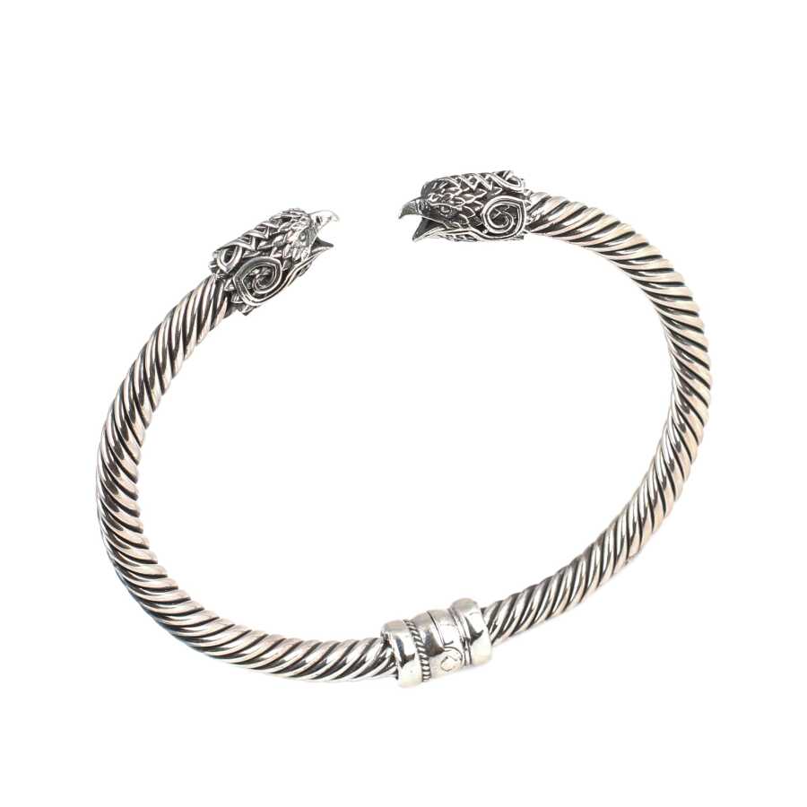 Pánský náramek s hlavou sokola z prémiového stříbra 925 Sterling, kroucený design