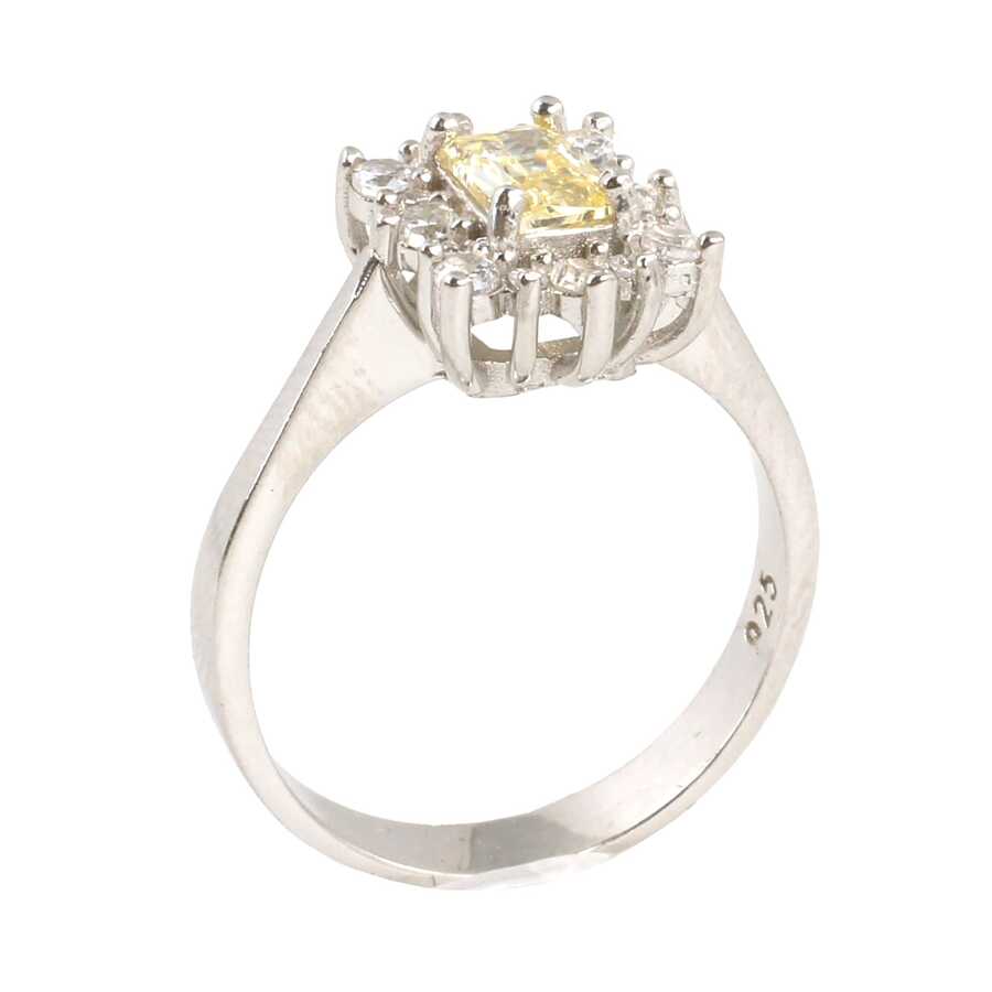 Premium Sterling Silver Citrine Zircon Ring