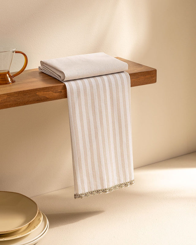 Cotton Blend 2-Piece Kitchen Towel Set - Traditional Kopanak Embroidery