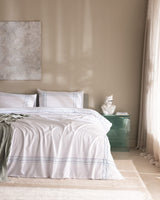 100% Cotton Double Duvet Cover Set - Holly White/Turquoise