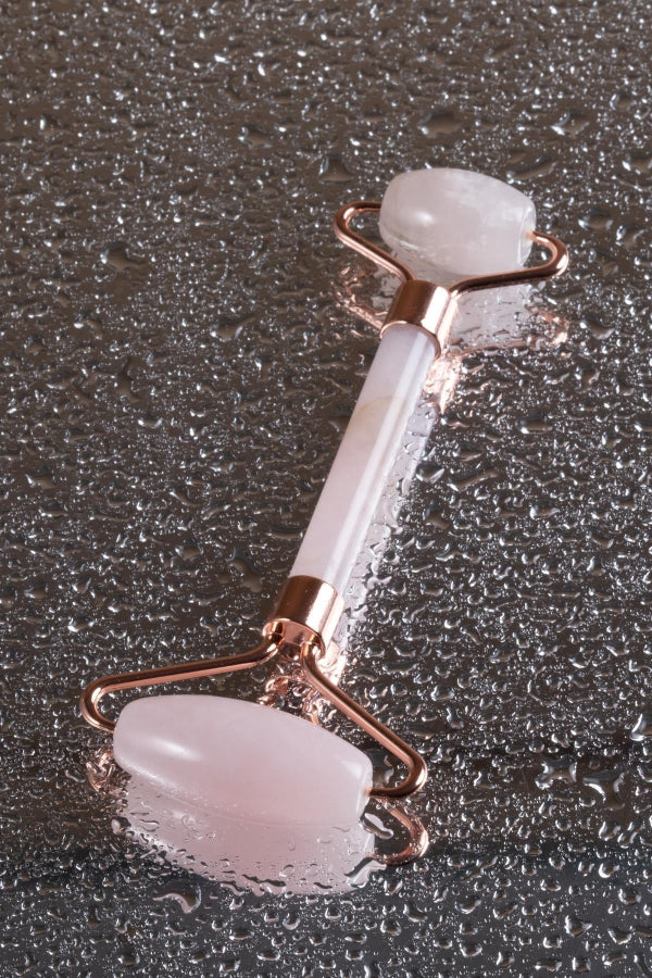 Natural Pink Quartz Face Roller - Double-Sided Facial Massager Tool