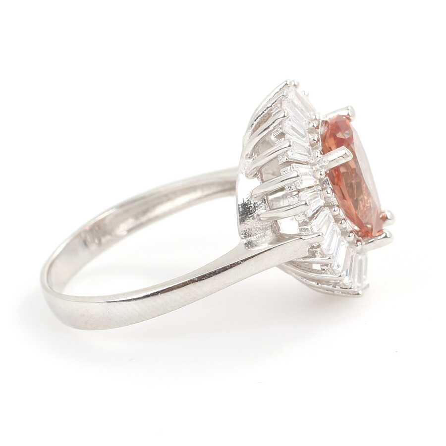Sterling Silver Teardrop Zultanite & Baguette Zircon Ring
