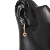 925 Sterling Silver Pink Quartz Flower Hoop Earrings