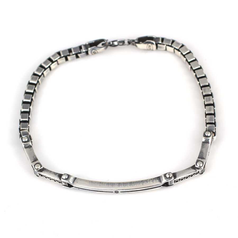 925 Sterling Silver Zircon Cube Chain Bracelet - Elegant Design