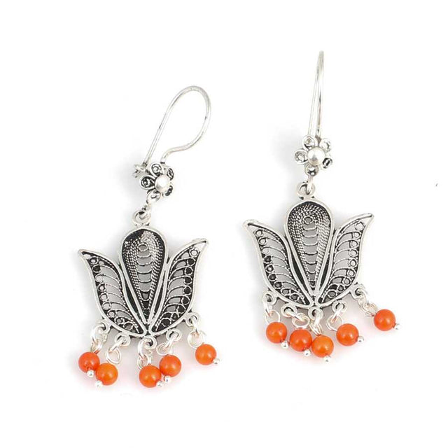 Premium 925 Sterling Silver Tulip Coral Earrings