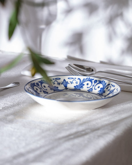 New Bone Dinner Plate - Sophisticated Blue & White Motif