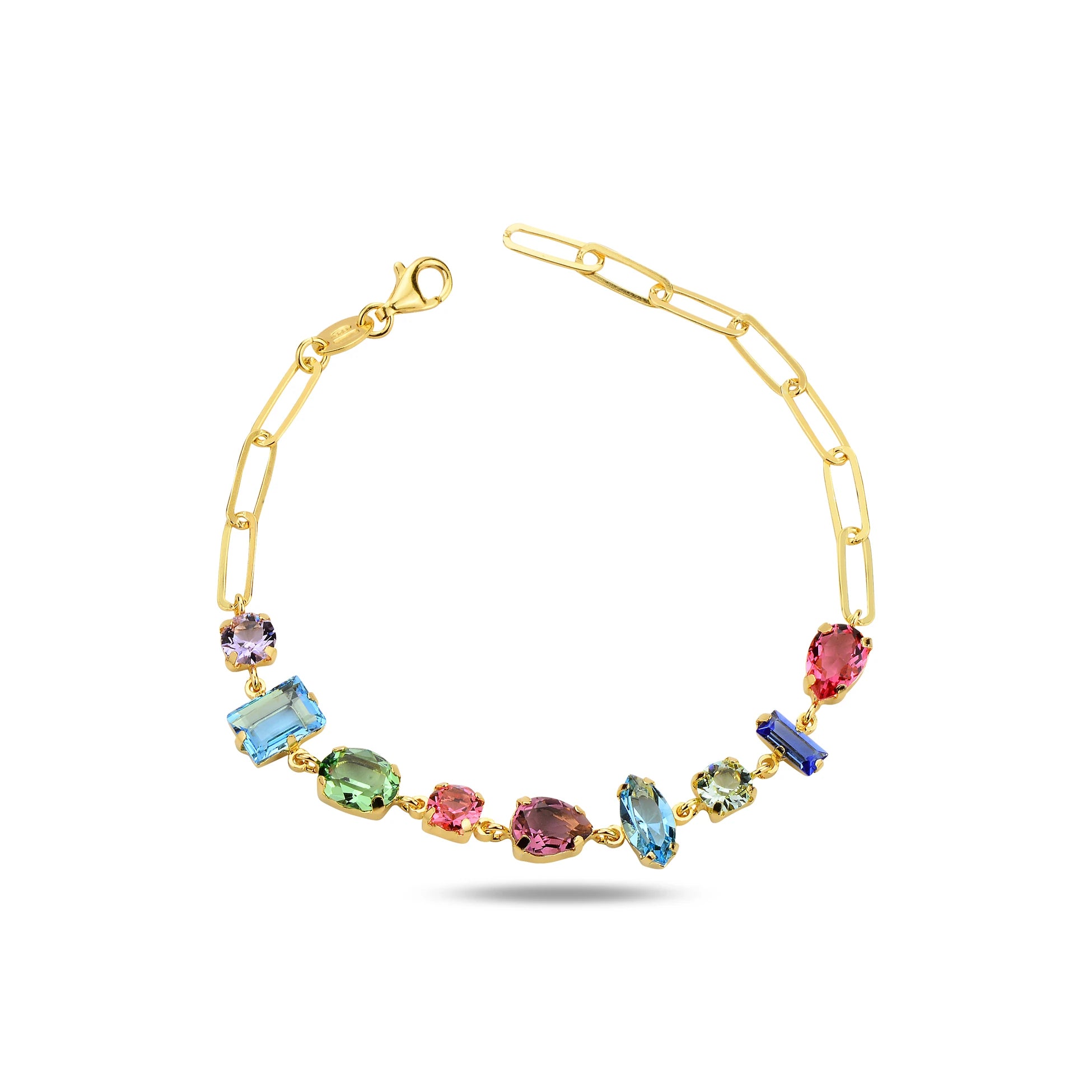 Lebhaftes Kristallarmband – Moderne Kissen- und Baguette-Mischschliffe