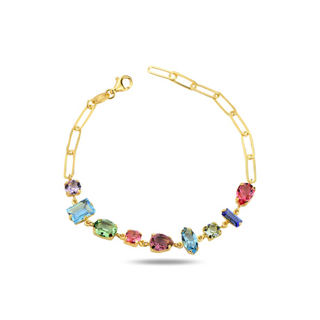 Vibrant Crystal Bracelet - Modern Cushion & Baguette Mixed Cuts