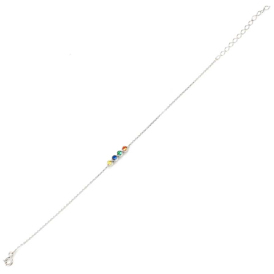 Sterling Silver Multi-Color Zircon 4-Row River Bracelet