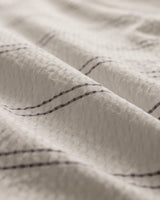King Size 100% Cotton Washed Seersucker Striped Duvet Cover Set - White/Anthracite