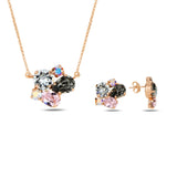 Blue Crystal Cocktail Jewelry Set - Mediterranean Sea Tones