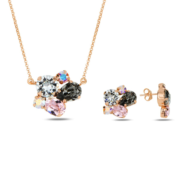 Blue Crystal Cocktail Jewelry Set - Mediterranean Sea Tones