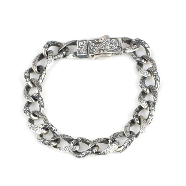 925 Sterling Silver Engraved Bracelet - Oxidized Antique Style