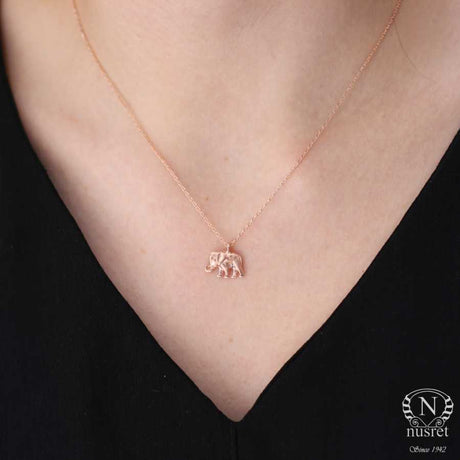 Elegant 925 Sterling Silver Dainty Elephant Charm Pendant Necklace