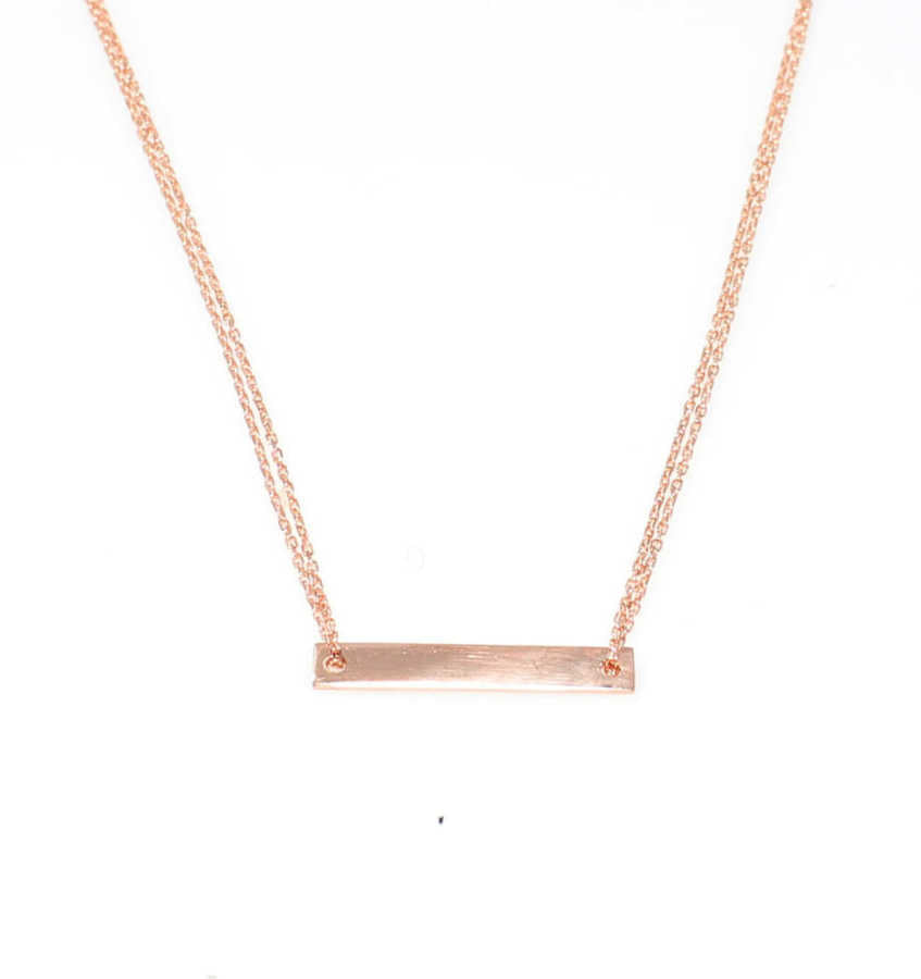 925 Sterling Silver Double Chain Plate Necklace - Modern Minimalist