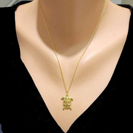 925 Sterling Silver Filigree Turtle Pendant Necklace