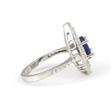 925 Sterling Silver Teardrop Sapphire Zircon Halo Ring