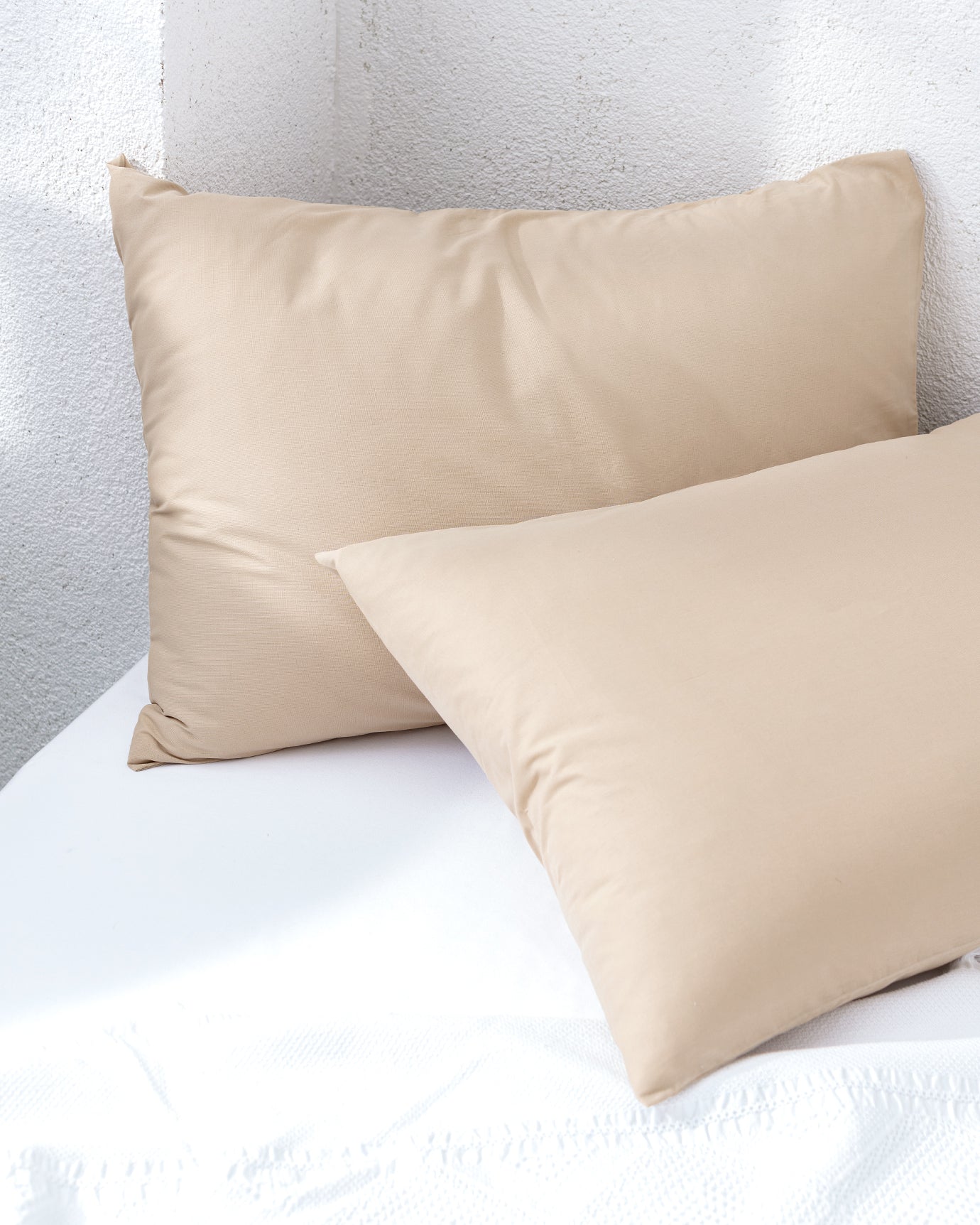 100% Cotton Ranforce Plain Pillowcase Set, Dark Beige