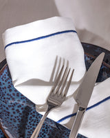 Moselle Elegante Stoffen Servetten - Wit & Marineblauw, Set van 2