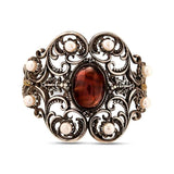 Professional Sterling Silver Pearl Tiger Eye Byzantine Cuff Bracelet