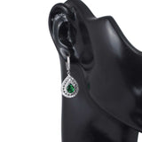 Premium Sterling Silver Double Row Emerald Drop Earrings